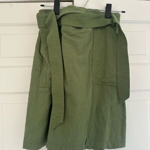 J. Crew Green A-Line Skirt with Belt